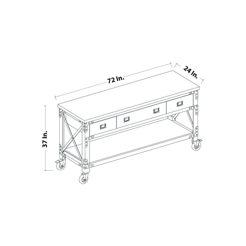 Duramax Darby 72" Metal & Wood Kitchen Island Desk w/ Drawers 68051